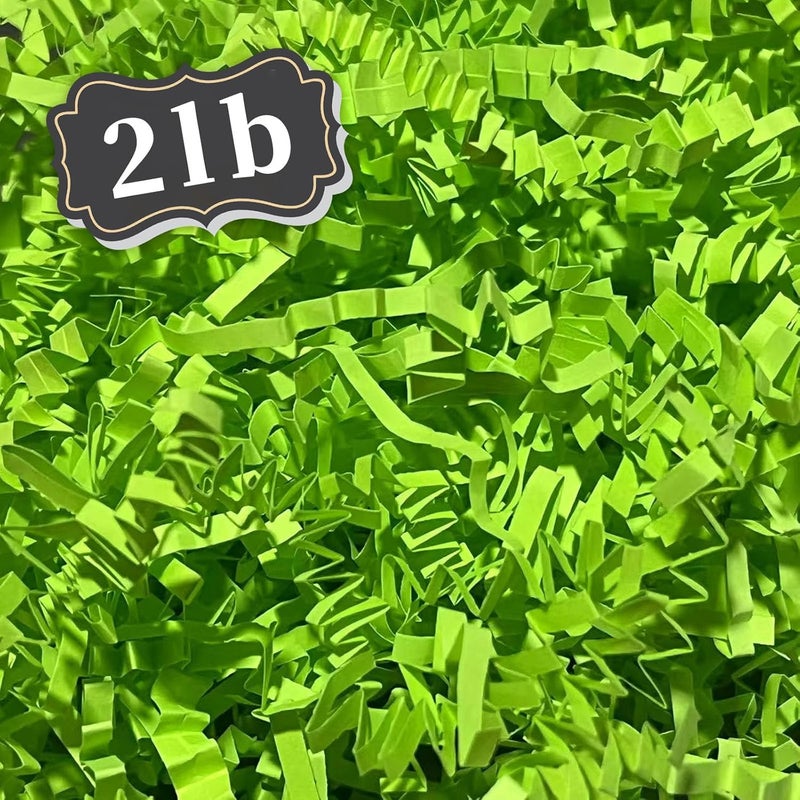 ZEBMOON 2 LB Fluorescent Green Crinkle Cut Paper Shred Filler Great for Gift Wrapping, Basket Filling, Birthday, Wedding, Halloween, Thanksgiving, Christmas Day, New Year Party Decorations Filling Supplies - Image 1